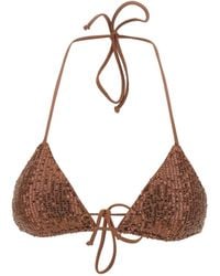 Mc2 Saint Barth - Top de bikini con detalle de lentejuelas y copa de triángulo - Lyst