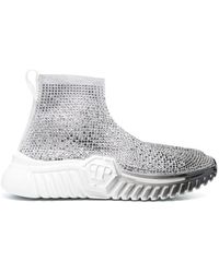 Philipp Plein - Strass Runner Crystal-embellished Sock Sneakers - Lyst
