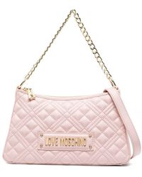 Love Moschino - Logo Plaque Quilted Shoulder Bag - Lyst
