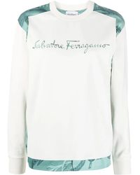 Ferragamo - Logo Cotton Sweatshirt - Lyst