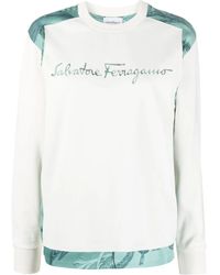 Ferragamo - Logo Cotton Sweatshirt - Lyst