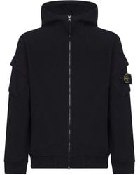 Stone Island - Felpa Con Cappuccio E Zip - Lyst
