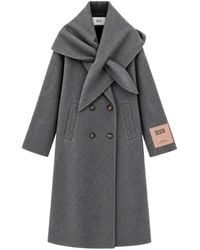 SOLOTRE - Double-Breasted Scarf-Collar Coat - Lyst
