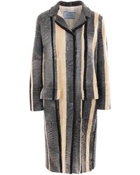 Prada - Striped Fur Coat - Lyst