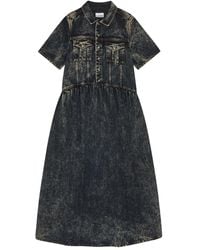 Ganni - Midikleid Aus Denim - Lyst
