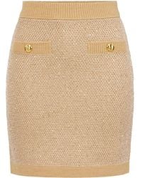 Elisabetta Franchi - Textured Knitted Button Mini Skirt - Lyst