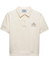 Prada - Logo-print Fleece Polo Shirt - Lyst