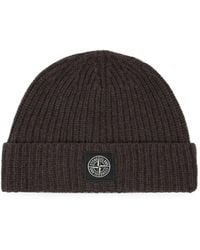 Stone Island - Logo-Patch Ribbed-Knit Beanie Hat - Lyst