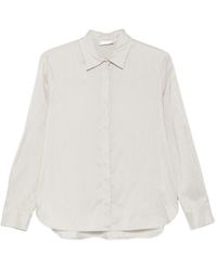 Peserico - Striped Pussy-Bow Shirt - Lyst