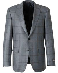Canali - Check-Pattern Single-Breasted Blazer - Lyst