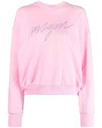 MSGM - Logo-embellished Cotton Sweatshirt - Lyst