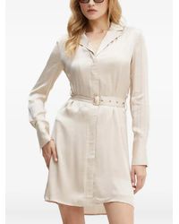 Guess - Belted-Waist Collared Mini Shirt Dress - Lyst