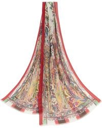 Etro - Silk Scarf With Floral Leafy Motif - Lyst