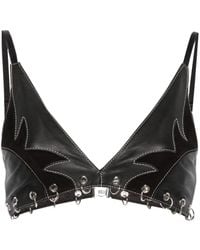 Pinko - Rings-detailed Leather Bralette Top - Lyst