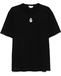McQueen - Beflocktes T-Shirt Mit Totenkopf - Lyst