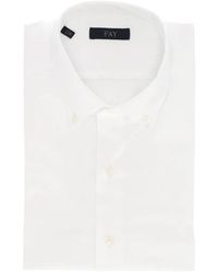 Fay - Button-Down Stretch-Cotton Shirt - Lyst