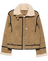 Stand Studio - Dara Contrast-Trim Shearling-Collar Jacket - Lyst