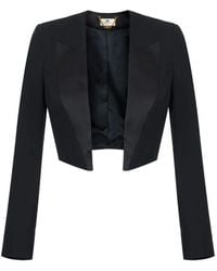 Elisabetta Franchi - Gabardine Tuxedo-Style Jacket - Lyst