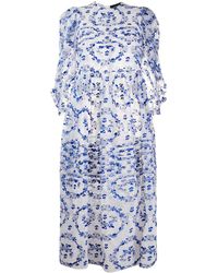 Simone Rocha Plooi-jurk Van Tule - Blauw