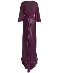 Alberta Ferretti - Ruffled V-Neck Maxi Dress - Lyst