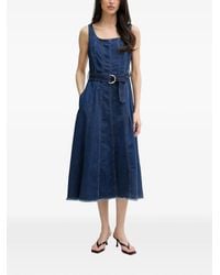 Joseph Ribkoff - Belted Frayed-Hem Midi Dress - Lyst