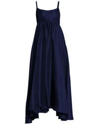 Azeeza - Rachel Asymmetric Silk Midi Dress - Lyst