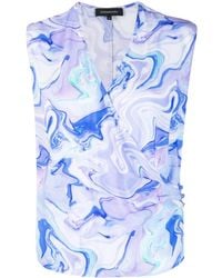 BCBGMAXAZRIA - Marbled-Pattern Sleeveless Blouse - Lyst