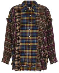 R13 - Camicia Con Design Patchwork E Frange - Lyst