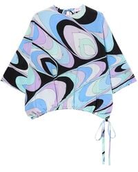 PUCCI - Onde-Print Silk Top Blouse - Lyst