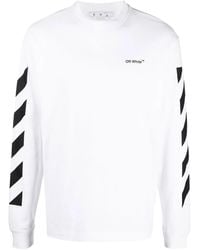 Off-White c/o Virgil Abloh - Off- - Diag Helvetica Long Sleeve T-shirt - Men's - Cotton - Lyst
