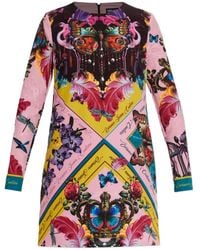 Versace Jeans Couture - Long-Sleeve Print Mini Dress - Lyst