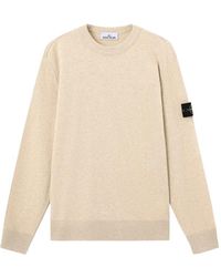 Stone Island - 5100021 Light Rws Geelong Wool Loose-Fit Crewneck Jumper With Ribbed Trims - Lyst