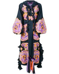 Yuliya Magdych Kaftan Jurk Met Borduursel - Blauw
