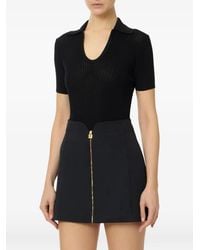 Elisabetta Franchi - Ribbed Openwork T-Shirt - Lyst