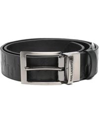KARL LAGERFELD - Embossed Calf Leather Buckle Belt Rev - Lyst
