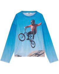 MSGM - T-Shirt Imprimé À Manches Longues - Lyst