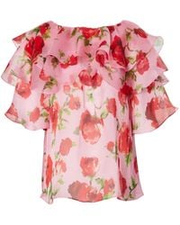 Carolina Herrera - Floral-Print Silk Blouse - Lyst