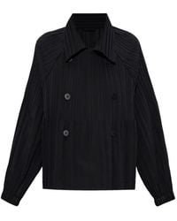 Pleats Please Issey Miyake - Double-Breasted Pleated Jacket - Lyst