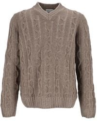 SETTEFILI CASHMERE - Cable-Knit V-Neck Sweater - Lyst
