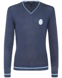 Billionaire - Pull À Col V Et Blason Brodé - Lyst