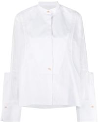 Jil Sander - Semi-Sheer Panelled Cotton Shirt - Lyst