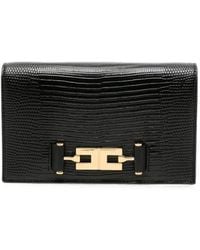 Elisabetta Franchi - Lizard-Effect Logo-Plaque Mini Crossbody Bag - Lyst