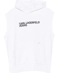 KARL LAGERFELD - Sleeveless Logo-Print Hoodie - Lyst
