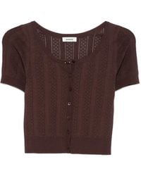 Sandro - Pointelle-Knit Bow-Detail Cardigan - Lyst