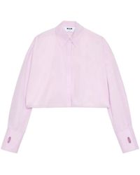 MSGM - Chemise Crop À Boutonnière - Lyst