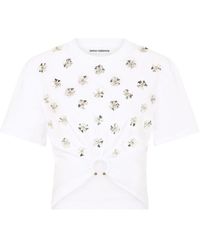 Rabanne - Floral Appliquée Cropped T-shirt - Lyst