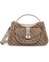 Guess - Monogram-Print Logo-Plaque Shoulder Bag - Lyst