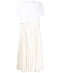 Sacai - Pleated T-shirt Midi Dress - Lyst