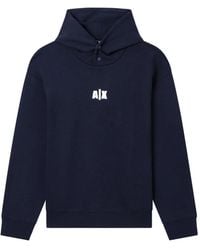 ARMANI EXCHANGE - Logo-Print Press-Stud Hoodie - Lyst