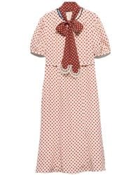 Prada - Polka-Dot Marocain Dress - Lyst